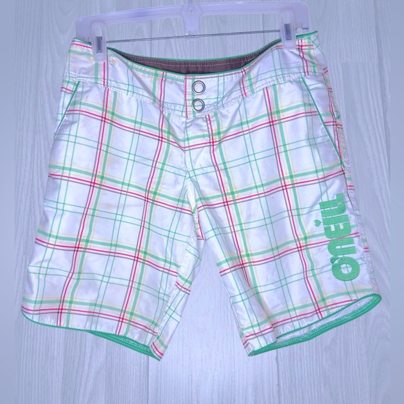 ONEILL Vintage 90’s Y2K Women’s Stripe Plaid Board Shorts - Picture 1 of 8